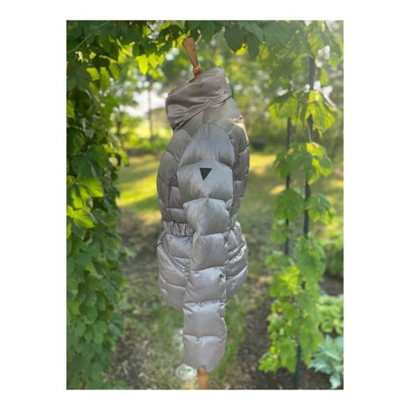 90s Y2K Guess Silver Metallic Satin Down Puffer Jacket Belt - Picture 5 of 16